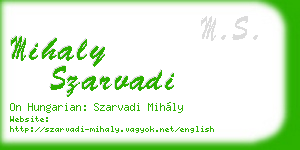mihaly szarvadi business card